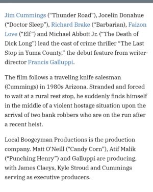 Jocelin Donahue Instagram - @variety announcing this gem of a project from writer/director @francisgallupi 💥 What a pleasure working with such a passionate and talented team. This experience was so special and I cannot wait for you all to see this film!! 

Stay tuned for @thelaststopinyumacounty