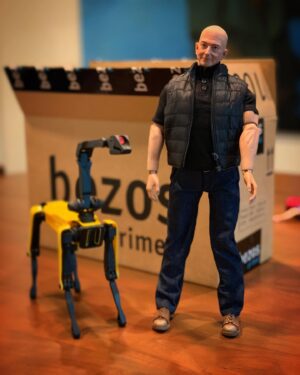 Joe Hahn Instagram - This buff billionaire and his drone pet is the Jeff Bezos 12 inch action figure courtesy of @ntwrk and @aaronlevant @amazon #jeffBezos
