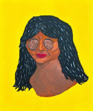 Joe Lycett Instagram - Jameela Jamil With Bollocks for Eyes, 2024, acrylic on canvas