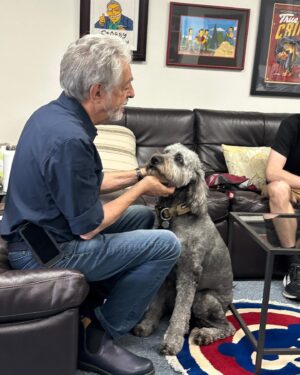 Joe Mantegna Instagram - Service dog in the office today.