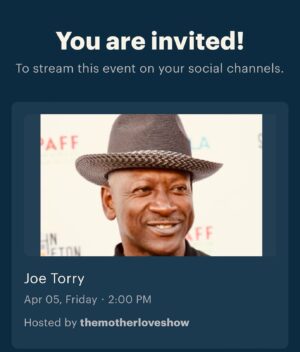 Joe Torry Instagram - TUNE IN AND ENJOY TODAY 2pm (PST) for my interview with Mother Love💜💜🔥🔥
SHARE LINKS BELOW for your Family and Friends to Watch/Listen.

Social Media:
https://www.youtube.com/@MotherLoveShow
https://www.facebook.com/motherloveshow/
https://www.tiktok.com/@themotherloveshow
https://www.instagram.com/themotherloveshow/
Listen To Show Live:
https://www.blogtalkradio.com/themotherloveshow
https://www.spreaker.com/show/the-mother-love-show