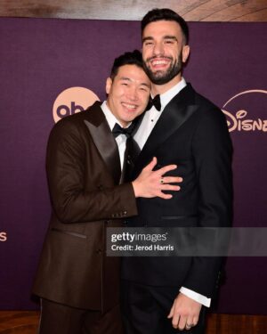 Joel Kim Booster Instagram - Lost, but not feeling like much of a loser this morning. I looked amazing, smooched the love of my life, and got to celebrate this thing that has completely changed my life over the last two years. Everyone should be so lucky. Awards are weird, but this was such a nice way to put this movie to bed. 

Styled by king @chrishoran20 
Face beat by @tracyraffelsonmakeup 
Suit by @toddsnyderny 
Shoes by @giuseppezanotti 
Rings by @davidyurman 
Brooch by Goodwill