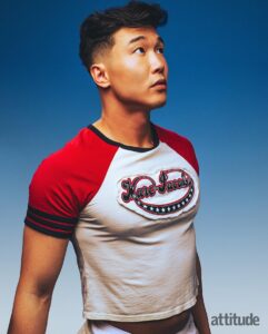 Joel Kim Booster Instagram - Rogue little curl making its official print debut in this month’s edition of @attitudemag! Thank you so much for the cover treatment and the profile. At this point you have a full 360 view of my inner life, such as it is. Somebody update my Wikipedia page. 

Words: @mralastairjames
Photography: @taylormillerphoto
Fashion Direction: @josephkocharian
Styling: @wojciechchristophernowak
Hair and Makeup: @kimiduncan at @artdepartagency
Photography Assistant: @theycallmehip
Fashion Assistant: @chanceybridges