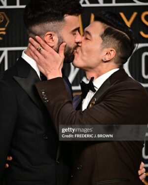 Joel Kim Booster Instagram - Lost, but not feeling like much of a loser this morning. I looked amazing, smooched the love of my life, and got to celebrate this thing that has completely changed my life over the last two years. Everyone should be so lucky. Awards are weird, but this was such a nice way to put this movie to bed. 

Styled by king @chrishoran20 
Face beat by @tracyraffelsonmakeup 
Suit by @toddsnyderny 
Shoes by @giuseppezanotti 
Rings by @davidyurman 
Brooch by Goodwill