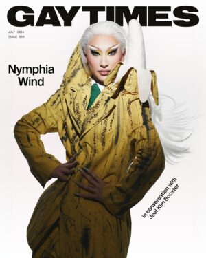 Joel Kim Booster Instagram - All hail Nymphia Wind 🍌👑⁠
⁠
On the second cover of the new issue of GAY TIMES Magazine, this is @66wind99.⁠
⁠
In conversation with Joel Kim Booster, the history-making queen discusses her “Hannah Montana” life, queer East Asian representation and wanting to collab with Marina Abramović.⁠
⁠
Read the new cover interview at the link in bio.⁠
⁠
Words by @SamDamshenas⁠
Interview by @IHateJoelKim ⁠
Photography by @KyleGalvin_⁠
Creative Direction by @CraigHemming and @UmarSarwarx⁠
Art Direction by @JackRowe_⁠
Fashion by @UmarSarwarx⁠
Creative Production by @AnisaCleaver⁠
Hair by @JasonGohHair⁠
Makeup by @YoiWan⁠
Nails by @fuegonailsldn⁠
Digi Tech by Claire Lewington⁠
Lighting Tech by @mezphotostudio⁠
Creative Assistance by @LaurenReed.x⁠
Fashion Assistance by @BrxdTurner, @LilyHobman and @priyatilson
Nymphia Wind wears suiting by @charlesjeffreyloverboy and earrings by @swarovski