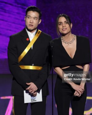 Joel Kim Booster Instagram - Happy Indie Spirits day! Today’s look giving secret prince of a made up country in a Netflix romcom. PrincESS of Genovia teas. 

Styled by @chrishoran20 with assist from @sanamceline and @danenikkoalvero 
The look: @helmutlang @doxpeter @camper @davidyurman 
The beat: @tracyraffelsonmakeup
Pin: #artists4ceasefire 🫶🏻