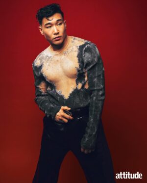 Joel Kim Booster Instagram - Rogue little curl making its official print debut in this month’s edition of @attitudemag! Thank you so much for the cover treatment and the profile. At this point you have a full 360 view of my inner life, such as it is. Somebody update my Wikipedia page. 

Words: @mralastairjames
Photography: @taylormillerphoto
Fashion Direction: @josephkocharian
Styling: @wojciechchristophernowak
Hair and Makeup: @kimiduncan at @artdepartagency
Photography Assistant: @theycallmehip
Fashion Assistant: @chanceybridges
