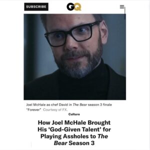 Joel McHale Instagram - GQ was nice enough to interview me, my glass frames, and turtleneck for @thebearfx #chefdavid #thebear link in bio. #Godgiventalenttoplayassholes