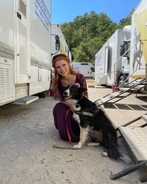 Joelle Instagram - Fluffy cuddles!! 🥰
.
.
.
#bts #behindthescenes #dog #tvshow #tv #stream #actress #joelle #actor #sunnyday #bluesky #smile #cuddles #summer #sunshine