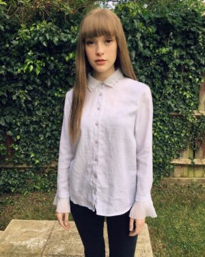 Joelle Instagram - Brunette Barbie! 🌸
.
.
.
#brunette #barbie #spring #dressup #london #fringe #bangs #wig #garden #party #gardenparty #joelle #model #modeling #singer #girl #blouse