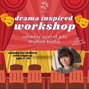 Joelle Instagram - Calling all parents and families of children with alopecia! I will be at the @alopeciauk fun drama workshop event in London for ages 7-12 on Saturday 22nd July! 🎭 It’s free to attend, if you’d like to come along and join the fun and games, be sure to register before Friday 14th July at 9am! Details linked in bio 
.
.
.
#alopeciauk #alopecia #joelle #ambassador #drama #event #fun #workshop #london #actor #games #actress #awareness #charity #acting #alopeciaawareness #alopeciasupport