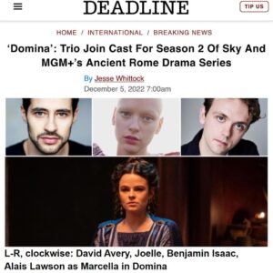Joelle Instagram - So excited to finally announce I’ve joined the cast of Domina Season 2! Can’t wait for you to see what I got up to in Rome this summer!❤️
.
.
.
#domina #vipsania #sky #mgm  #deadline #tv #joelle #rome