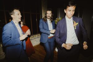 Joey Richter Instagram - ✌️🥂MY DUDES, WE GOT 2 SPECIAL OCCASIONS TODAY!! Not only is it lifelong bud @brian.Holden’s Birthday 🕺🏻🍻🎊 but it’s also @alyssakaygee & @claark’s 1st Wedding Anniversary! 👩‍❤️‍💋‍👨💍💘 As you probably know, our crew LOVES weddings 👯‍♂️👯‍♀️ but a wedding AND a birthday? Well that gets us rowdy 🐎🤠 

Such fond memories celebrating their truly gorgeous love last year in Chicago 🌆 You want proof?? Take a look at 📸pics 4-7 where we make the Hokey Pokey look fun as HELL! 🩰 

And I think it’s safe to say Brian got the best gift that year: a job w/ the Disco Guys™️🕺🏻 (employed by fellow Disco Guy, Clark) to be Wedding Covid Officers©️ Because we ALL know…The Coolest Parties, Are the Healthiest Parties 😎🤙🏼
.
.
.
#weddinganniversary #birthdayboy #covidofficers #danceyourassoff #friendparty #discoguys
