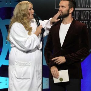 John Brotherton Instagram - Honored to present at the @local_706 #MUAHSawards 
🎥💄💇‍♂️🎭❤️🙏
Some of the most magical people in the business! I love them dearly and am grateful for their art and hearts. Appreciate you having me!
.
And such a treat to present along side the beautiful & hilariously talented @melissapeterman 
.
Special shout out to @haskhair for sponsoring!