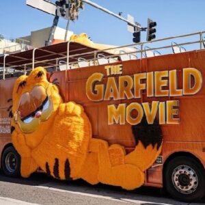 John Cohen Instagram - Amazing animatronic billboards, furry buses, benches, and orange all around town! 🧡 #GarfieldMovie