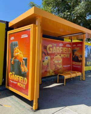 John Cohen Instagram - Amazing animatronic billboards, furry buses, benches, and orange all around town! 🧡 #GarfieldMovie