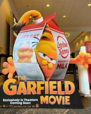 John Cohen Instagram - First standee for #TheGarfieldMovie 🧡🍝😻