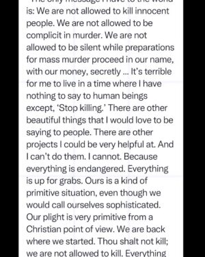 John Cusack Instagram - This reckoning  is happening -  solidarity for all who want justice , peace ,  long and short term safety for  the good of all - to stop the killing now . CEASE FIRE - for Palestine for Israel,  for the wounded and dead -  for those dying now in Gaza - for the hostages yet to be released ,  to stop the rising tide of anti semitism & Islamophobia . We do not accept THE LIE that any country’s security & safety can depend on the extermination of another people.