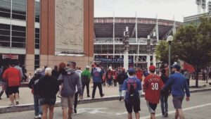 John David Washington Instagram - Reds heads!!! I found out what Cincinnati is all about today. What an experience. The people in this city are so alive and love there team. See how aggressive those two kids where though?