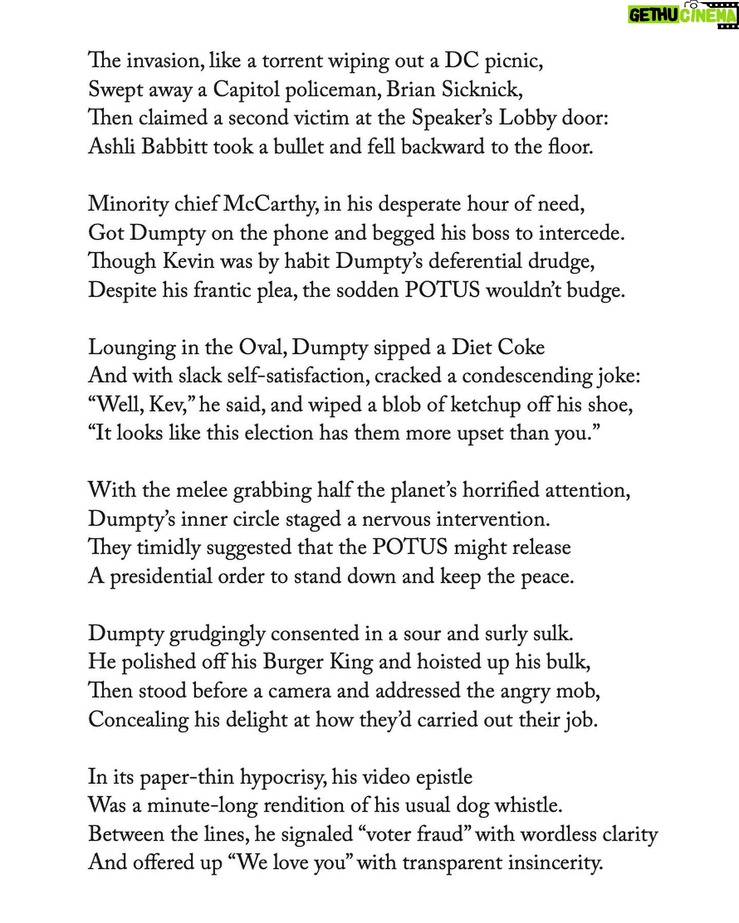 John Lithgow - 1.4K Likes - “Dumpty’s Dream” from A Confederacy of Dumptys, published in October 2021, but worth re-reading today.