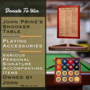 John Prine Instagram - To honor John's spirit of giving back we're giving away his personal snooker table of 20 years to support @sayhellointhere foundation and their mission to offer support for people who are marginalized and discriminated against. 

Donate To Win and you could own John's personal Brunswick 10 foot Gold Crown III snooker table with accessories and various personal accompanying items. The table lived in John's "writing room" that he shared with @officialsturgillsimpson in Nashville. 

Donate To Win at: fandiem.com/johnprine

🤝 @winwithfandiem