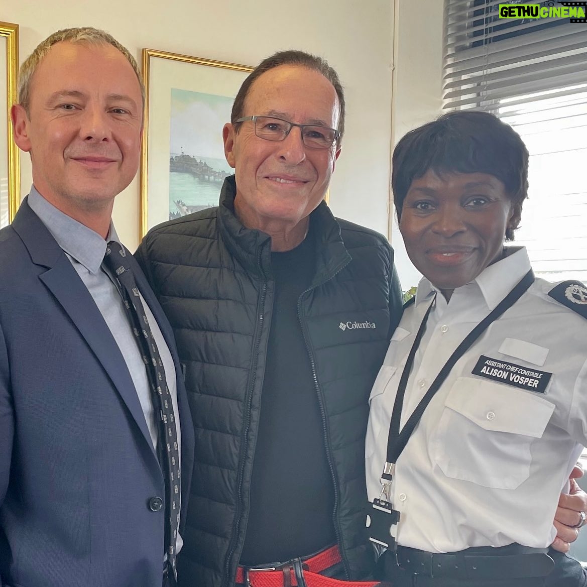 John Simm - 3.8K Likes - As you can see, myself and @rakieayola were very excited to get a set visit today from the maestro himself @peterjamesuk ! We’re more or less halfway through the shoot and so far so good. #notdeadenough #deadmansfootsteps #deadtomorrow #grace2 #roygrace @itv @tall_story_pictures
