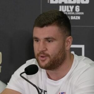 Johnny Fisher Instagram - DOUBLE LIVELY 🍿🍿 

@johnnyfisher1 and @alenthesavagebabic go back n' forth at today's presser 🔥 

#FisherBabic live on DAZN this Saturday! 

----------------------------------------------------
Follow @matchroomboxing for exclusive content 👊
----------------------------------------------------