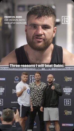 Johnny Fisher Instagram - ‘My mummy and daddy would tell me off’ 😂

The three reasons why @johnnyfisher1 beats Alen Babic at the Copper𝗕𝗢𝗦𝗛 3⃣

#FisherBabic | July 6 | Live on DAZN