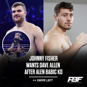 Johnny Fisher Instagram - “𝗜𝗧 𝗪𝗢𝗨𝗟𝗗 𝗕𝗘 𝗔𝗡 𝗛𝗢𝗡𝗢𝗨𝗥” 🙏

🇬🇧 @johnnyfisher1 x @whiterhino_21 🔜⁉️

#Boxing #FisherBabic #JohnnyFisher #AlenBabic