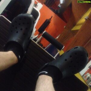 Johnny Mac McGuire Instagram - Thank James Huling for the inspiration.  Just, you know, #crocingout at the gym.  WITH socks