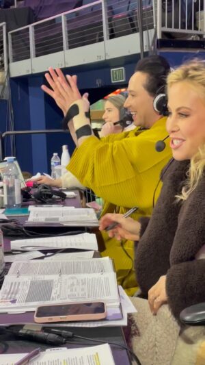 Johnny Weir Instagram - 22.10.23 These are the moments we live for as skating fans and the ones that make our jobs so special! Good job Amber! Thank you to everyone who joined us for Skate America! 
🎥 @brigidbeara Triple Axel: @amberglenniceskater 
@taralipinski @taraandjohnny @sarahhughes11 @terrygannon83 @nbcolympics 
#figureskating #iceskating #olympics #tripleaxel