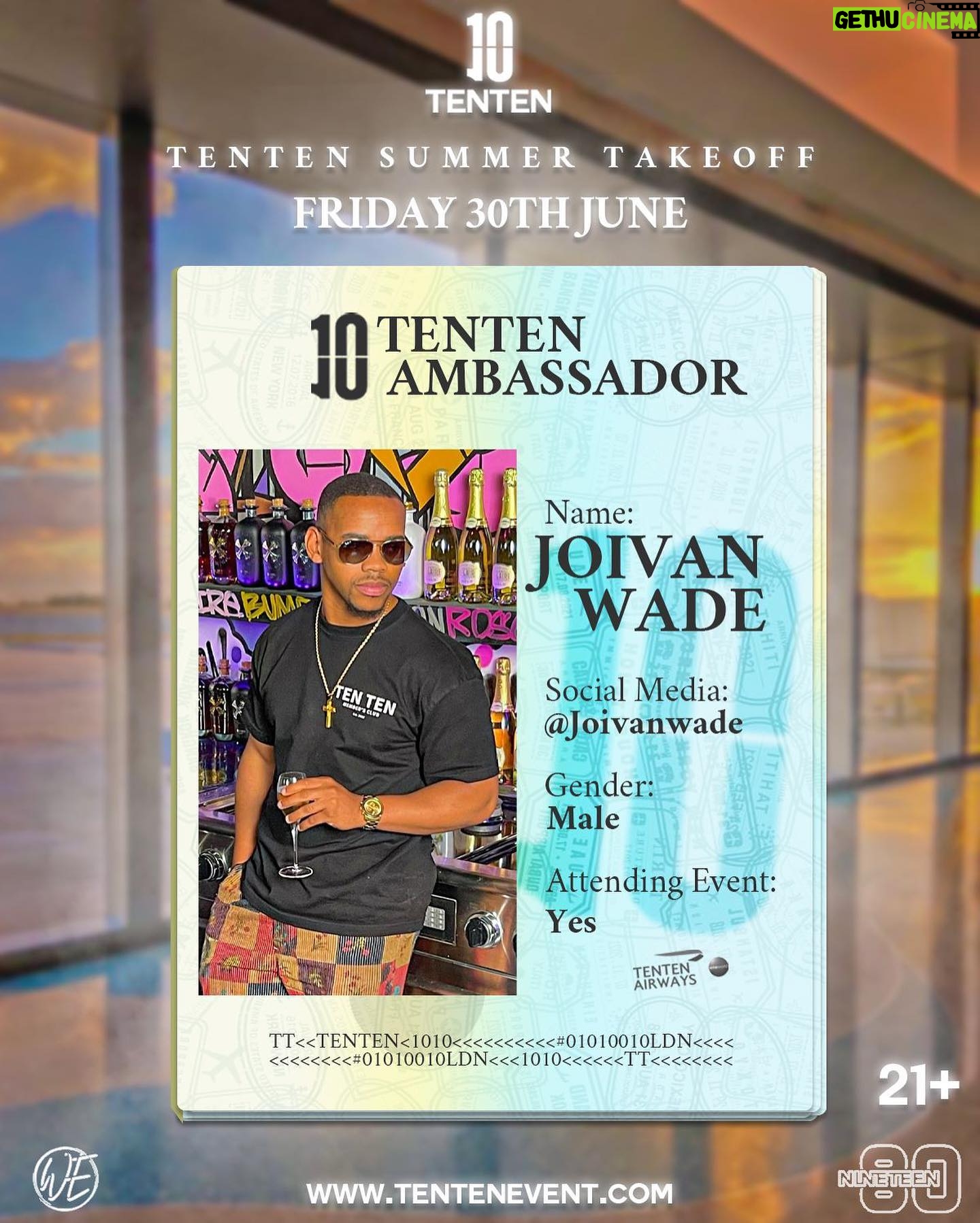 Joivan Wade - 313 Likes - TEN TEN summer Takeoff is 2 days away.
The summer starts here. Apply for your membership & let’s vibe out Friday 30th June 😎
Ticket Access Is NOW Live For All Ten Ten Members 🎈
Apply Now, To Become A Member! 💳
#EverythingTenTen 🥂
#PrivateMembersClub
#ByRequestOrInviteOnly
#ClickLinkInBio