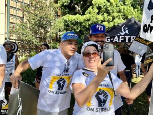 Jon Huertas Instagram - What a day of solidarity!!! It’s a wonderful sight to see so many show up for each other, in @sagaftra @wgawest @wgaeast @iatse @directorsguild #teamsters were all in full force yesterday walking, chanting, a little dancing and demanding that we come to a fair deal with the #amptp - LFG!!! #onepeople #afrolatino #afrolatina #latinamerica #latina #latino #latine  #latinx #latinidad #america
