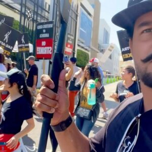 Jon Huertas Instagram - Thank you @latinasactingup for allowing me and the #boys to join you on the line!  What an amazing turnout of working class actors, writers and crew #walking together in #solidarity in support of the #sagaftrastrike and the #wgastrike #lfg