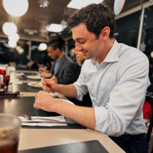 Jon Ossoff Instagram - Post-rally WaHo: scattered, smothered, and peppered.

Photo by @_danielschwartz