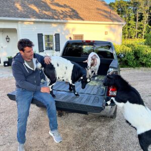 Jonathan Knight Instagram - Tailgate party for 4…. These 3 girls bring so much joy to their Dads.  They discovered the remnants of our alfalfa pickup in the back of the truck and had to grab a quick snack in between chasing our dog Oliver around the yard 😂 Love these ladies from @goatstogo.farm