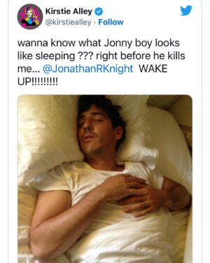 Jonathan Knight Instagram - The times I would visit and sleep till noon! 😂 Everyday you are on my mind and forever in my heart! The wind chimes from Maine are now hanging in my apple tree and daily I listen to you serenade me….
Missing you so much! #kirstiealley  #kirstie
