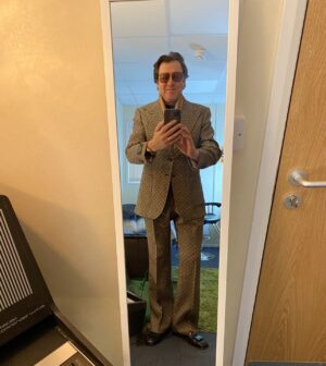 Jonathan Ross Instagram - Bought this suit last year in the sale. Finally lost enough weight to wear it.