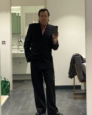 Jonathan Ross Instagram - Recording the talk show tonight. Going a little less formal. Jacket Balenciaga. Trousers from an Instagram ad...!
