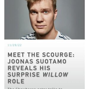 Joonas Suotamo Instagram - I'm thrilled to announce I've joined #Willow, playing The Scourge! It was a blast to reunite with my friends. I hope you enjoy this new adventure as much as I enjoyed being a part of it. Catch you all at midnight on @disneyplus and swipe left to see The Scourge. @willowofficial