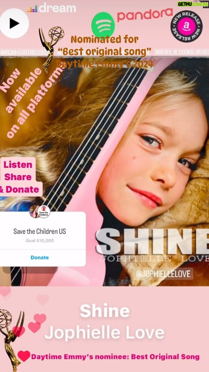 Jophielle Love - 3K Likes - My first original song “Shine” which I sang on General Hospital @generalhospitalabc over Christmas is now available on all digital platforms ! Part of the proceeds are donated to “Save the Children” who helps kids all over the world in the middle of horrible conflicts. We encourage you to donate as well, or … listen to, like and share this song and post! Let’s bring light to the world,… anything helps. More to come soon as Shone is heading to the Daytime Emmy’s, since nominated in the “Best Original Song” category. Shout out to the team who helped make this song: Derek @derek_w_dooms_music , Douglas @douglasladnier , John @johnshartzer and Barrett @ironheartrecords
Love to all. ❤️
Jophielle
#shine #songrelease #fundraiser #savethechildren #generalhospital #songrelease #daytimeemmys #bestoriginalsong #iwannashinewithyou #jophiellelove