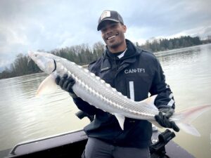 Jordan Calloway Instagram - I caught a dinosaur 🦕… it was a baby one, but I got one. So much fun.
#sturgeon