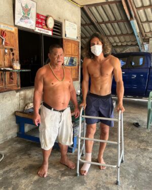 Joseph Angelo Instagram - When I broke my ankle in December, the doctor told me that I needed 2 metal screws inserted into my bone and if I don’t go through with the surgery then I might never fully heal. 

The recovery time will take at least 4-5 months not including 8 weeks physiotherapy, and the damage will cost me over 200K (ur boy don’t have health insurance lol)

I then went to visit this man (left) and he told me that if I skip surgery and spend sometime with him instead, then in a months time I’ll be able to walk again guaranteed..

Now who do you think I’m going to listen to? The actual doctor with a PhD in orthopedics, that works at a prestigious private hospital? OR the man with a fat belly?

Then you’re damn right I’m going to choose the fatman.
I told him I’m putting my whole faith in him and that I’ll bite my tongue, endure the pain and do WHATEVER he tells me

- Walk in circles (on broken foot)
- Foot presses with his feet (on broken foot)
- Foot rubs with “magic sauce” oil
- Daily intake of vitamin c-lookalike pills (could be placebo)
- Tickle fights (don’t ask)

In over 1 month, I was able to walk and run normally again.
It’s now been 4 months and I’m 100% recovered 💪🏽💯

Would I recommend this treatment to you? Yes and No.
It really depends on the severity of your injury.

But I do recommend to always see a doctor and get a second opinion from a qualified specialist. Health should always be NUMBER 1 priority, because no amount of money can buy that back once it’s gone. With that said, I chose to take a leap of faith (I already took a leap off a cliff to get here, so why the fuck not)

And the crazy thing about all of this, is that his service is free. He even let me rub his pot belly for good luck 🍀

Thank you fat belly man x