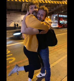 Joseph Mazzello Instagram - Happy Two Year Anniversary @mrgwilymlee !!! Love being back in London with you! Great start to my European excursion! #Mazzelee