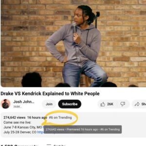 Josh Johnson Instagram - We’re #6 trending on YouTube! Friends, I cannot thank you enough for this. 3.7 million videos get uploaded to YouTube every day, so being able to stand out is because of every one of you. Thank you for continuing to watch, like and everything else you do to support. You all are amazing.