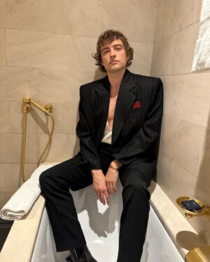 Josh Whitehouse Instagram - Thank you @ysl for a wonderful night in Paris at the Saint Laurent women’s show. It was stunning 🖤 thanks to @dorso for styling me and these pictures and the long list of everything else you do, thanks to @alexisdayhmu for my grooming and of course to @anniemajor and @emmanueltomasini for taking such great care of me! Congrats on a great show! #ysl