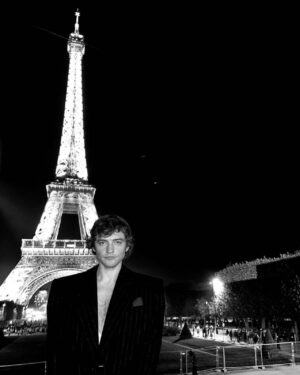 Josh Whitehouse Instagram - Thank you @ysl for a wonderful night in Paris at the Saint Laurent women’s show. It was stunning 🖤 thanks to @dorso for styling me and these pictures and the long list of everything else you do, thanks to @alexisdayhmu for my grooming and of course to @anniemajor and @emmanueltomasini for taking such great care of me! Congrats on a great show! #ysl