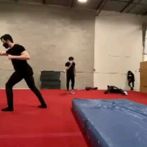 Joshua Orpin Instagram - RIP to this awesome stunt that didn't make it into the episode 10 GCPD fight sequence. This absolute legend @thomas_lorber risked it all with a perfectly executed forward travelling backflip, but unfortunately landed directly on the cutting room floor.

At least I still got to kick him while he was down 🤷‍♂️ #worthit