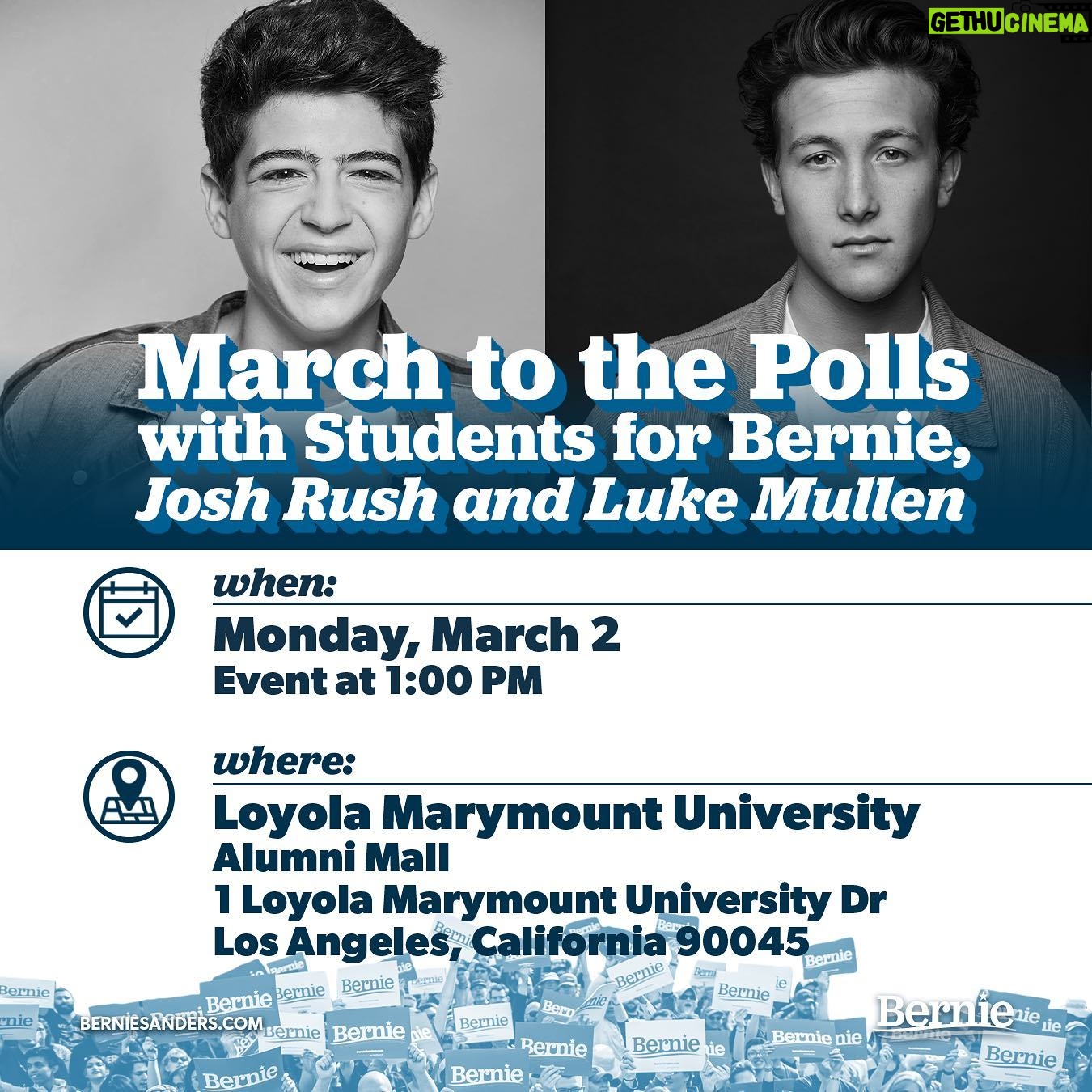 Joshua Rush - 57.7K Likes - Let’s win with a movement for us all! I’m joining @jhutch1992 and @thelukemullen at Santa Monica College and Loyola Marymount University TOMORROW because we all deserve healthcare, a green new deal, and the better life that Bernie will bring us, and it starts with electing the best candidate for all of us on this Democratic field: @BernieSanders! ➡️SWIPE to see where to join us!