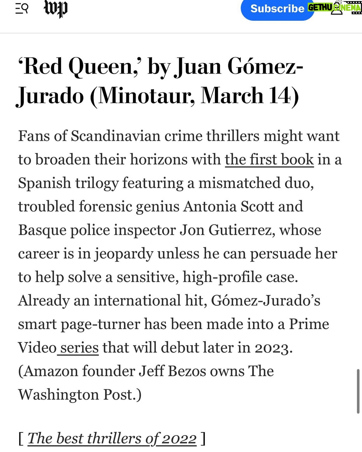Juan Gómez-Jurado - 20.9K Likes - El diario @washingtonpost elige #ReinaRoja como libro destacado de marzo. Qué orgulloso me siento de poder defender la ficción con tortilla de patatas fuera de nuestras fronteras.